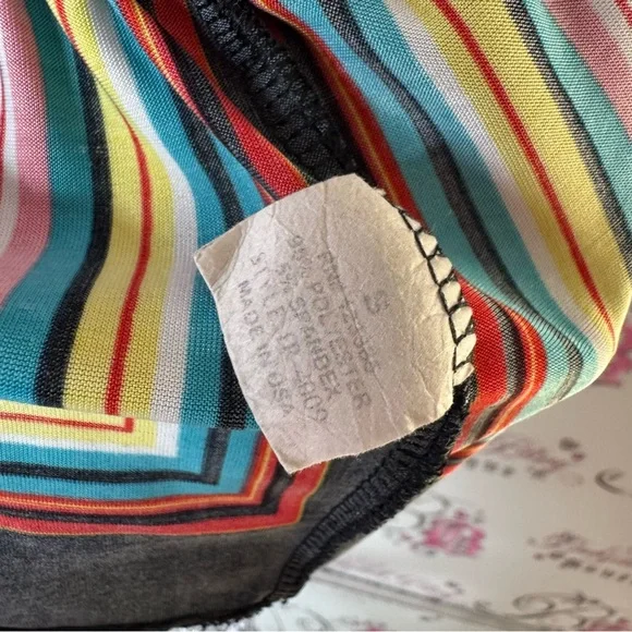 Isabella Rodriguez top peplum striped flower Blue Floral Stripe Blouse - Picture 6 of 7